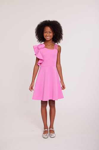 Bonnie Jean Girl Tween Girls Ruffle Dress - Sleeveless, One Shoulder Scuba Skater Dress - Elegant Formal Girls Attire4