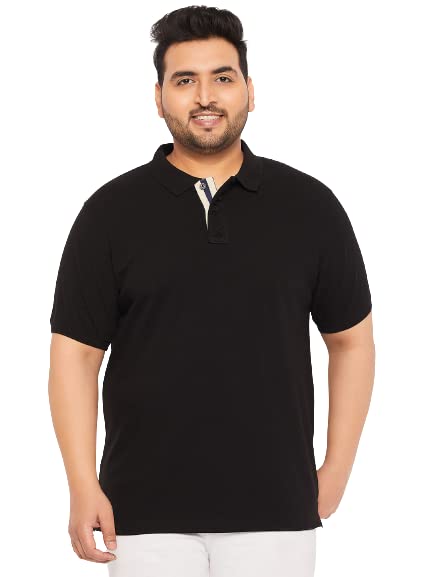 Image of Club York Men Cotton Blend Half Sleeve Polo Neck Solid Plus Size T-Shirt