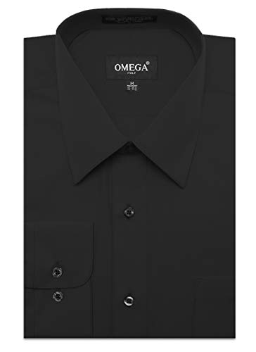 JC DISTRO Men's Regular Fit Dress Shirt w/Pocket 20-20.5 Neck-36/37Sleeve (4XL) Black