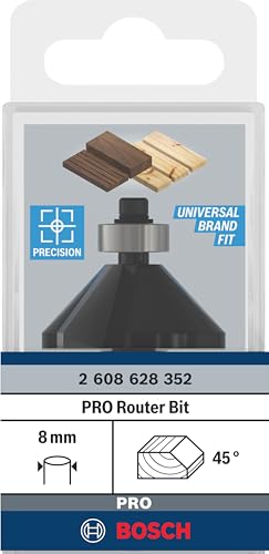 Bosch Professional Fasefräser Standard for Wood (für Holz, Ø 35 mm, Arbeitslänge 15 mm, 45° Winkel, Zubehör Handfräse)