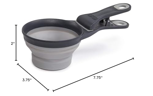 Dexas Pets Collapsible KlipScoop Collapsible Dry Dog Food Scoop and Dog Food Bag Clip, 1 Cup Capacity, Light Gray (PW660432429) Dexas Pets Collapsible KlipScoop Collapsible Dry Dog Food Scoop and Dog Food Bag Clip, 1 Cup Capacity, Light Gray (PW660432429)
