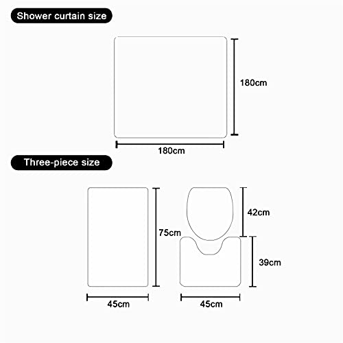 SMchwbc Duschvorhang 180x200 180x180 BTS Bangtan Boys Pink Rot Bunt Badezimmerteppich 4-teiliges Set, Shower Curtains Wasserdicht, Dekorieren Sie Ihr Badezimmer (5,180 x 180 cm) – Bild 5