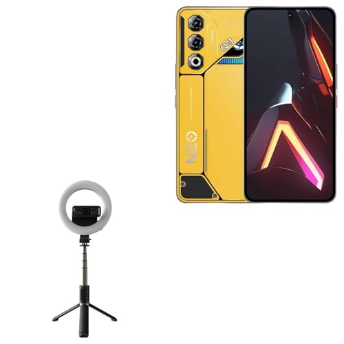 BoxWave Stand and Mount Compatible with ZTE Nubia Neo 3 GT - RingLight SelfiePod, Selfie Stick Extendable Arm with Ring Light - Jet Black