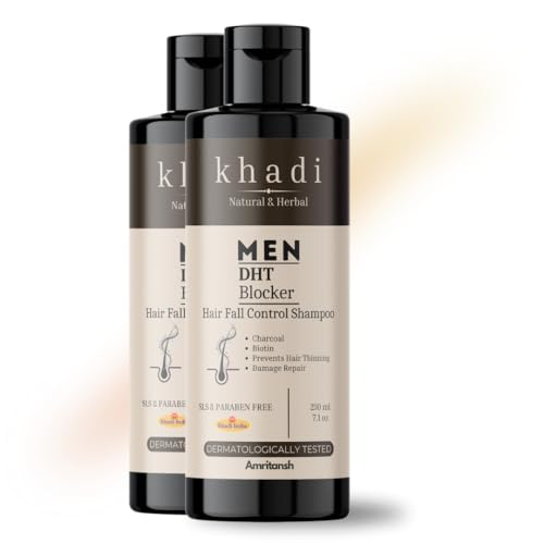 Image of Khadi Natural DTH Blocker Shampoo for Men | Hair Fall Control & Thinning Prevention | With Biotin & Charcoal | Sulfate, SLS & Paraben Free | Hair Strengthening & Damage Repair | 420 ml - By AMRITANSH