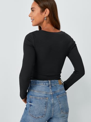 AUTOMET Womens Long Sleeve Shirts Fall Outfits Fashion Tops V Neck Ribbed Basic Casual Clothes Winter Underscrub4