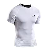 t-shirt da uomo elasticizzata allenamento da corsa gilet a compressione maniche corte traspirante ad asciugatura rapida palestra sport yoga top bianco l