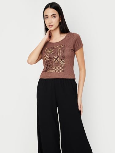 Image of Max Women's Cotton Regular Fit Graphic Printed T-Shirt - Pack of 2