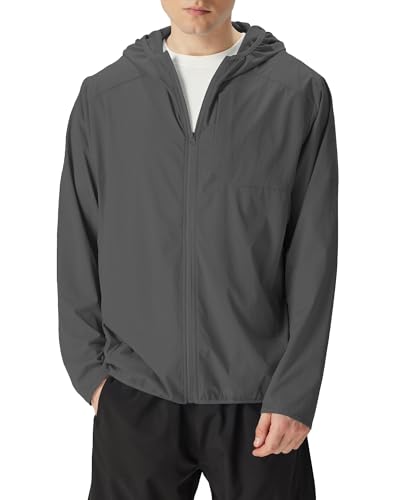 Locachy Men's UPF 50+ Sun Protection Lightweight Outdoor Hoodie Full Zip Long Sleeve Fishing Hiking Performance Shirt