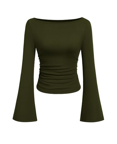 PRETTYGARDEN Women's Long Sleeve Shirts 2025 Fall Crop Going Out