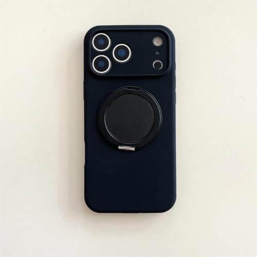 Coque iPhone 16 Pro antichoc silicone noir évite les chutes avec support rotatif