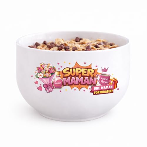 Générique Bol Cadeau Papa ou Maman – Bol Petit Déjeuner en Céramique 720 mL – Message Amusant – Idée Cadeau Fête des Mères, Fête des Pères,...