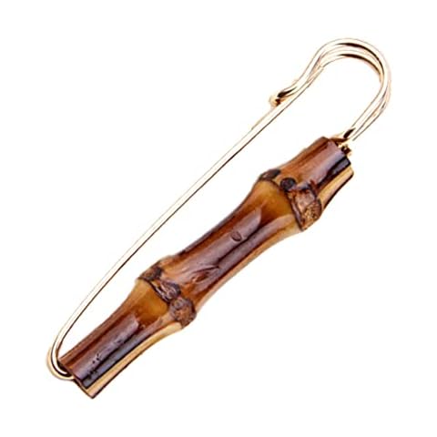 NAGAD Natural Wood Bamboo Brooch Pins Graceful Vintage Bamboo Brooch for Women Men Decorate Cover