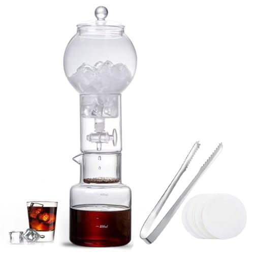 Cafetera de Goteo de café frío, cafetera de Goteo de Hielo, cafetera de Goteo de café frío, máquina de café de Goteo de café frío de 600 ml/20 oz con Torre de Goteo Lento, cafetera de Goteo