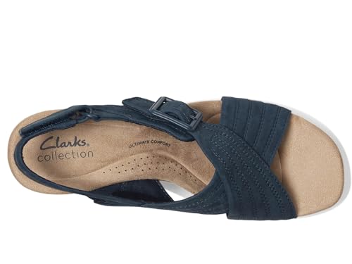 Image of Clarks Women Nerisa West Navy Nubuck 7.5 Wide