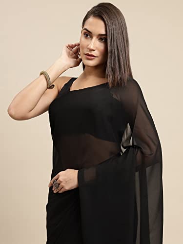 Image of Avantika Fashion Women's Amazing Plain Georgette Saree With Blouse Piece
