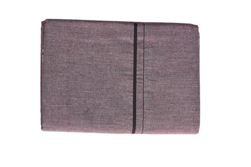 Image of Pure Cotton Dhoti for Men (1.28 x 1.87 m) | Solid Panchalu with Varied Small Color Border | Kerala Cotton Veshti, Khadi Dhoti | Lightweight Pooja & Temple Wear