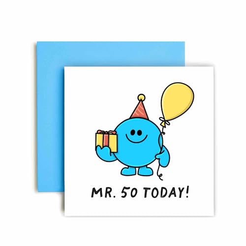 Huxters Birthday Cards for Him - Mr 50 Today Funny Birthday Card for - Dad Brother Uncle - 14.8cm (Him 50th)