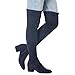 N.N.G Women Over the Knee Boots, Navy Blue Synthetic Suede, 2 Inch Low Heel, Side Zip, Stretch Material, Fashion Classic Style for Office Evening Casual Wear, Size 7