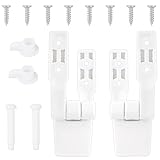 2Pcs Toilet Seat Hinge Replacement, Plastic Toilet Bolts Kit with Screws and Nuts, White Universal Toilet Seat Hardware for Replacement and Repair