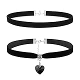 FveVqe 2PCS Black Choker, Choker Necklaces for Women, Classic Velvet Elastic Choker for Women Girls, Choker Necklace Suitable for 90s Retro Themed Parties Gift or Daily Outfits