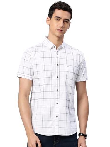 Image of Majestic Man Slim Fit Pure Cotton Half Sleeve Checked Casual Shirt