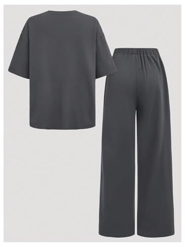 SOLY HUX Girl's Sweatsuit Short Sleeve T Shirts and Sweatpants Streetwear Summer Clothes 2 Piece2