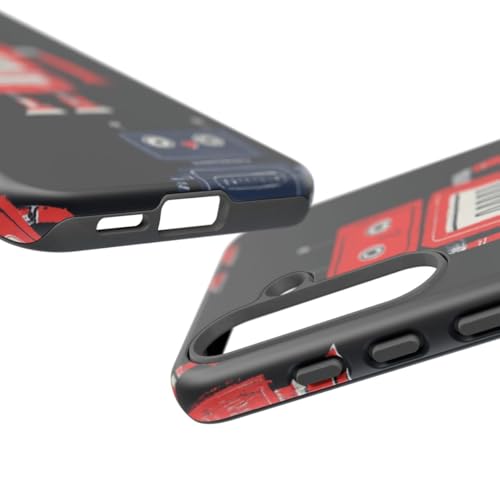 Coque Samsung S25 robot rétro rouge et bleu rigide mate - 3