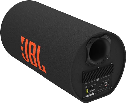 JBL BassPro Tube 12 Zoll 30cm Subwoofer Auto Aktiv, Tube Bassbox mit 450W Max Klasse D Verstärker, Leistungsstarke Bassverstärkung Komplettlösung, Patentierte Tiefbass Slipstream-Port, Fernbedienung