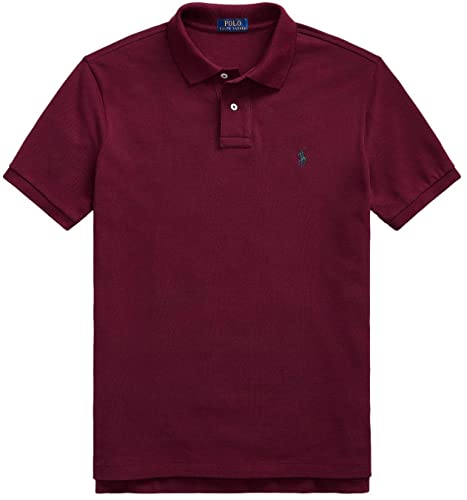 POLO RALPH LAUREN Polo ajustado personalizado para hombre, (Primavera/Verano 2022) Vino Tinto, XX-Large