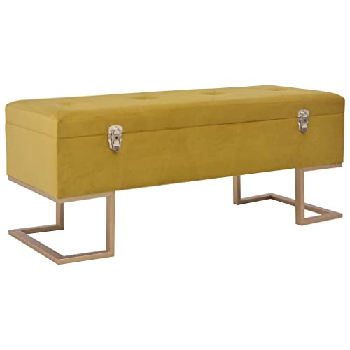 vidaXL Banc avec Compartiment de Rangement Tabouret Siège Banquette Pouf Bout de Canapé Chambre à Coucher Salon Intérieure Maison 105 cm Moutarde Velours