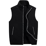 Men Cardigan Vest Jacket Fashion Autumn Winter Pure Zipper Thick Fleece Warm Knit Sweater Vest Waistcoat with Pockets, Black, X-Large, Classic