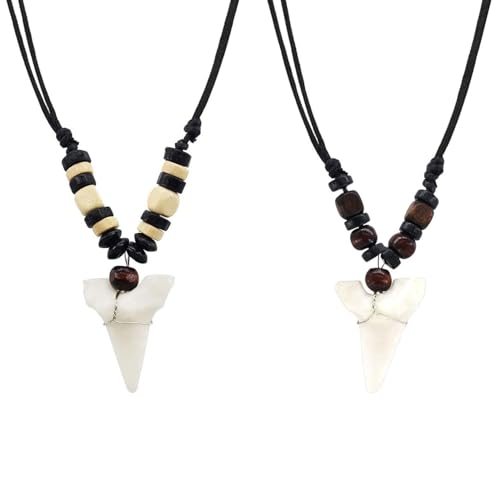 OVDGWC Collier 2Pcs Imitation Dent De Requin, Collier Vintage, Collier De Style Bohème, Collier De Personnalité De Mode, Collier De Conception Créative