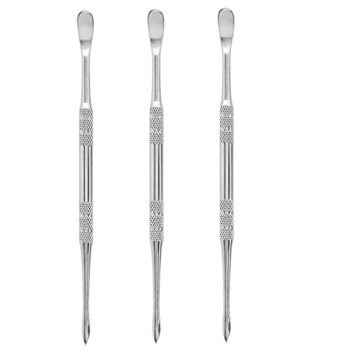 Suiwotin 3PCS Wax Carving Tools Stainless Steel Wax Tool Carving Tool Kit Double-Headed Sculpting Tool Spoon Silver