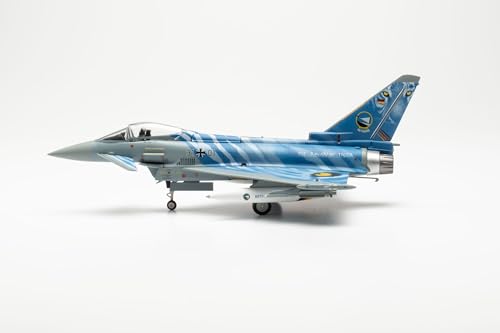 Herpa Modellflugzeug Luftwaffe Eurofighter Bavarian Tigers, 60th Anniversary - 31+01, Miniatur im Maßstab 1:72, Sammlerstück, Modell ohne Standfuß, Metall