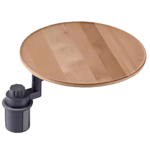 Rv Dinette Table, Car Tray & Car Desk for Laptop, Snap On Tea Drinking, 360° Rotating Wood Cup Holder Table, Steering Wheel Tray, Cars Accessories, 5KG Load，Multi Purpose Organizer(Natural)