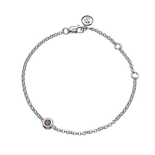 Sterling Silver February Amethyst Birthstone Bracelet for Girls - Perfect Birthday Gift Arrives