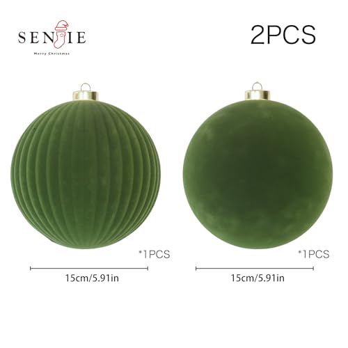 Image of 6inch Big Velvet Christmas Ornaments for Xmas Trees, 2 pcs Flocked Christmas Balls Sets for Holiday Decor
