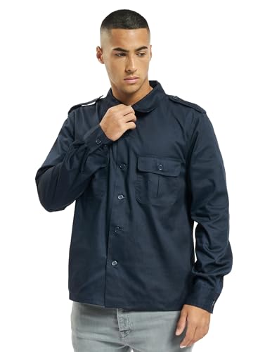 Brandit US Shirt Long Sleeve, Uomo, Navy, S