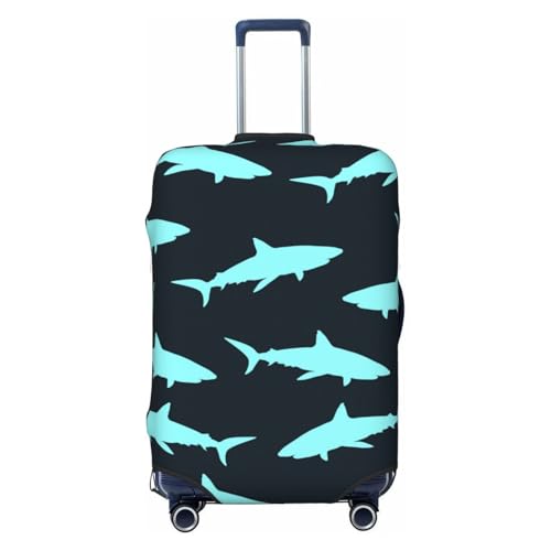 Blue Sharks Travel Luggage Cover Suitcase Protector Bag,Dust-Proof Fits 18-32 Inch Luggage,Suitcase Sleeve For Kid And Adult,Large