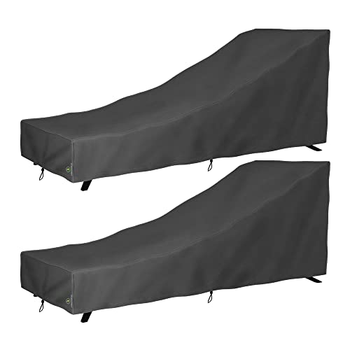 F&J Outdoors Lot de 2 housses de chaise longue imperméables en tissu résistant aux UV et respectueux de l'environnement Gris 201 x 76 x 76 cm Cover