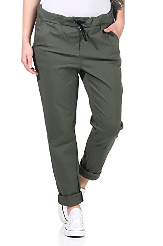 MATY FASHION Damen Hose Stretch Sweatpants Jogginghose für Freizeit Boyfriend Baggyhose 41 (Oliv) Cover
