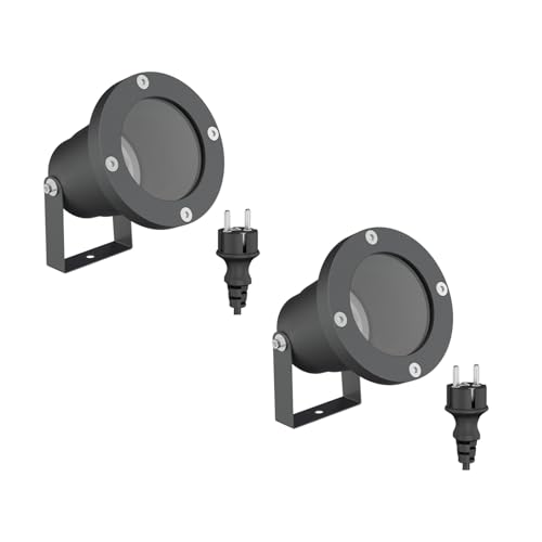 ledscom.de 2 x faretti da giardino DUK per esterni, IP65, spina, antracite, 1x GU10 max. 15W