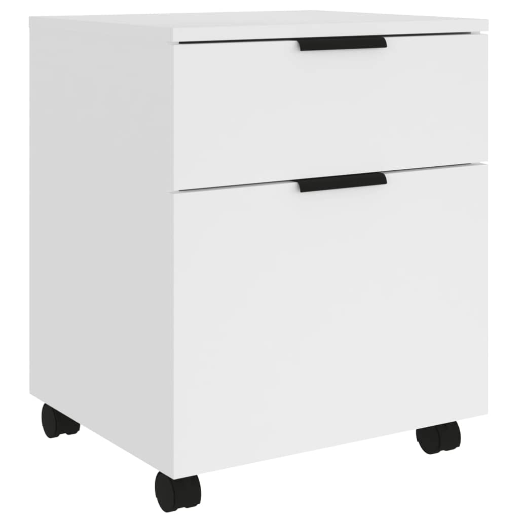 Rollcontainer Rollen Aktenschrank mit Schublade und Unterschrank, mobiler Büroschrank aus Holzwerkstoff, für Zuhause und Büro, Weiß 45x38x54 cm Holzwerkstoff