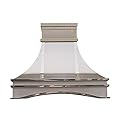 Arched Stainless Steel Range Hood Wall Mount 36'' W,36'' H, CT Copper Tailor Custom Handmade Metal Kitchen Vent Hood, With 4-Speed Exhaust Fan & LED Light,SH7-S