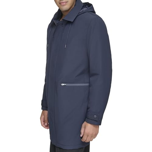 Image of Andrew Marc Men's Rain Jacket with Removable Hood and Back Vent