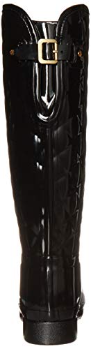 Hunter Refined Gloss Quilt Tall Rain Boots Black 7 M #TOP2
