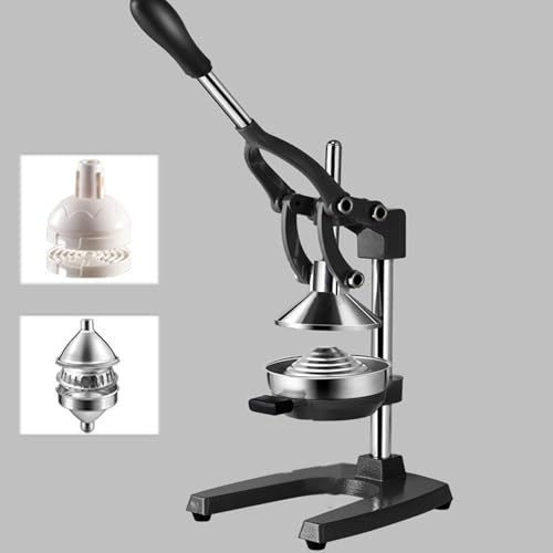 Exprimidor manual comercial para el hogar, exprimidor manual de cítricos con molde exprimidor, exprimidor de frutas fácil de limpiar para granada, naranja, lima y limón (C: cabezal plano y cabezal p