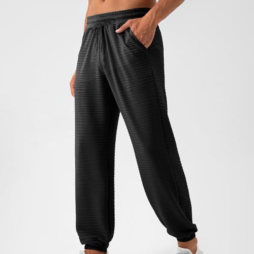 Men's Ribbed Casual Pants Lightweight Breathable Running Trouser Athletic Workout Yoga Pants Jogger Trousers2