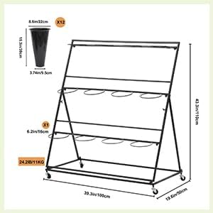 Miniatura 7 de Soportes de exhibición de flores con 12 cubos, cubos de flores para flores cortadas de 3 capas, soporte de exhibición de plantas movibles,
