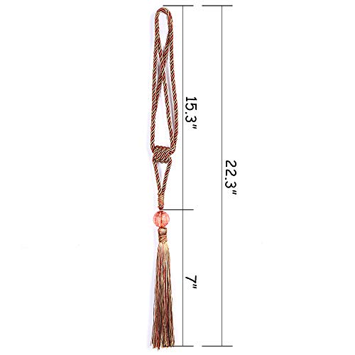 KISENG Curtain Tassel Tiebacks, Beaded Tassels Curtain Tiebacks Rope Holdbacks for Bedroom,Tassels Curtain Tiebacks,Set of 2 (Orange)
